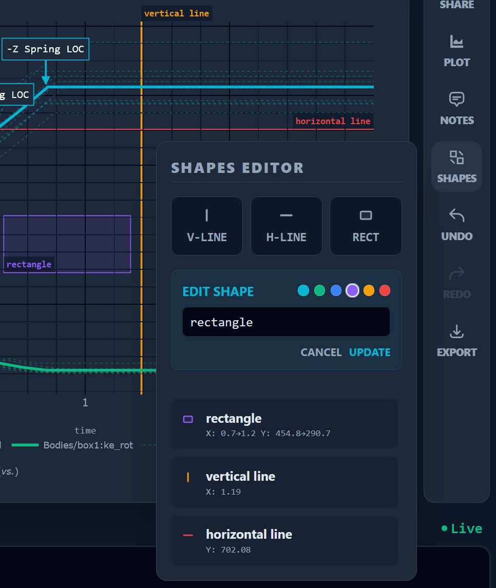 Shapes editor menu
